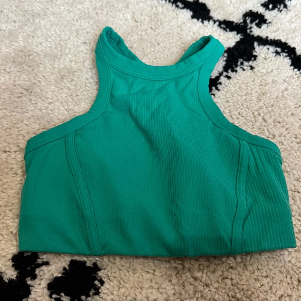 Lululemon Green Ribbed Racerback Crop Top - Picture 1 of 3